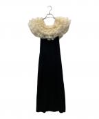 eimy istoireエイミーイストワール）の古着「デコレーションフリルオフショルニットワンピース」｜ブラック×ベージュ