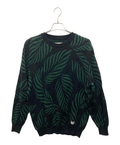 WACKO MARIA（ワコマリア）WACKO MARIA (ワコマリア) LEAF JACQUARD SWEATER/リーフ ジャカード セーター グリーン×ブラック サイズ:Mの古着・服飾アイテム