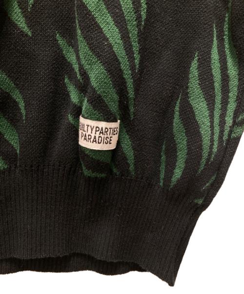 WACKO MARIA（ワコマリア）WACKO MARIA (ワコマリア) LEAF JACQUARD SWEATER/リーフ ジャカード セーター グリーン×ブラック サイズ:Mの古着・服飾アイテム