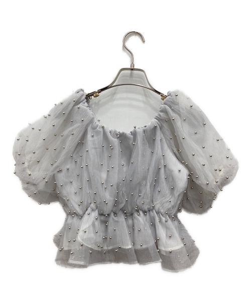eimy istoire（エイミーイストワール）eimy istoire (エイミーイストワール) パールスタッズオフショルトップス グレー サイズ:Fの古着・服飾アイテム