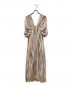 anuansアニュアンス）の古着「アブストラクトパターンワンピース」｜ベージュ