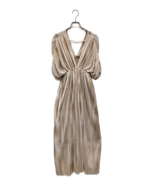 anuans（アニュアンス）anuans (アニュアンス) アブストラクトパターンワンピース ベージュ サイズ:Fの古着・服飾アイテム