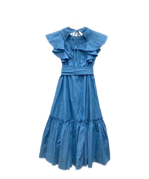 eimy istoire（エイミーイストワール）eimy istoire (エイミーイストワール) バックギャザリングラッフルフレアワンピース ブルー サイズ:Fの古着・服飾アイテム