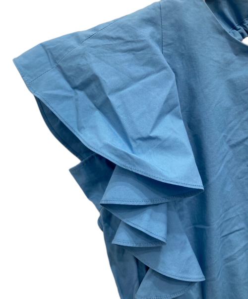 eimy istoire（エイミーイストワール）eimy istoire (エイミーイストワール) バックギャザリングラッフルフレアワンピース ブルー サイズ:Fの古着・服飾アイテム