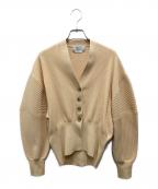 CLANEクラネ）の古着「CURVE SLEEVE KNIT CARDIGAN/カーブ スリーブ ニット カーディガン」｜イエロー