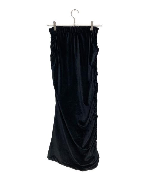 senee（セニー）senee (セニー) ベロアギャザーロングスカート ブラック サイズ:Mの古着・服飾アイテム