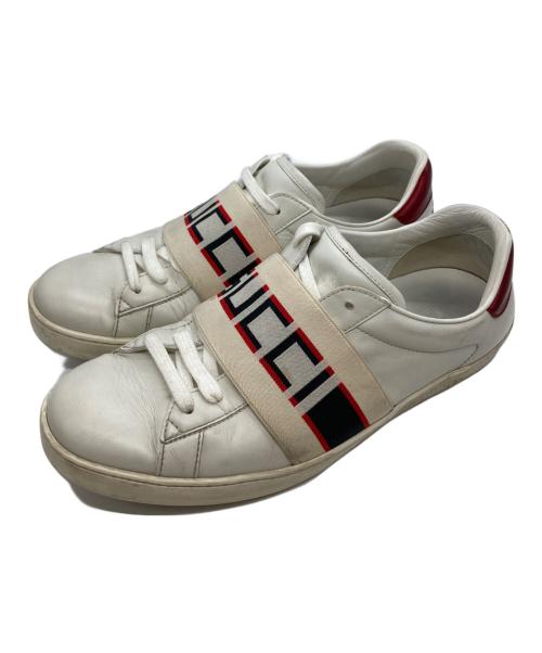 GUCCI（グッチ）GUCCI (グッチ) ストライプレザースニーカー ホワイト サイズ:7　2/1の古着・服飾アイテム