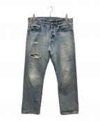 DEUXIEME CLASSEドゥーズィエム クラス）の古着「ダメージデニムパンツ」｜インディゴ