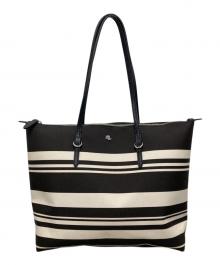 LAUREN RALPH LAUREN（ローレンラルフローレン）の古着「ストライプオックスフォードミディアムキートントートバッグ」｜ブラック×ホワイト