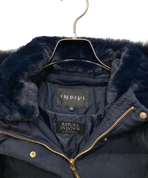 INDIVI（インディヴィ）INDIVI (インディヴィ) フォックスファーショート丈リサイクルダウンコート ネイビー サイズ:36の古着・服飾アイテム