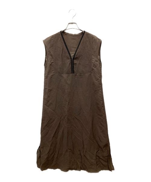 SHIPS any（シップスエニィ）SHIPS any (シップスエニィ) シアー ピンタック ワンピース ブラウン サイズ:Fの古着・服飾アイテム