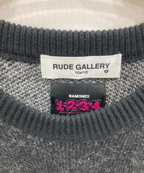 RUDE GALLERY（ルードギャラリー）RUDE GALLERY (ルードギャラリー) RAMONES (ラモーンズ) 17AW RAMONES MEETS RUDE GALLERY KNIT SWEATER/ラモーンズミーツルードギャラリーニットセーター ブラック サイズ:4の古着・服飾アイテム