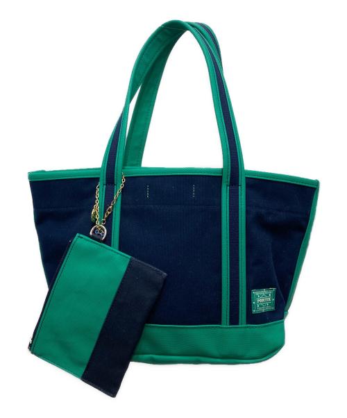 PORTER GIRL（ポーターガール）PORTER GIRL (ポーターガール) ハンドバッグ ネイビー×グリーンの古着・服飾アイテム