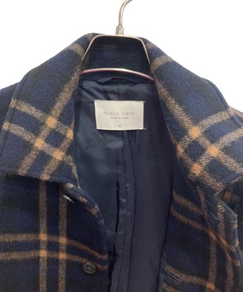 PUBLIC TOKYO（パブリックトウキョウ）PUBLIC TOKYO (パブリックトウキョウ) ウールコート ネイビー×ベージュ サイズ:2の古着・服飾アイテム