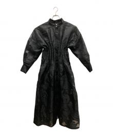 Ameri（アメリ）の古着「UND SHEER JACQUARD TUCK DRESS」｜ブラック