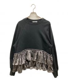 BEAUTY&YOUTH（ビューティーアンドユース）の古着「スウェットベロアティアードプルオーバー」｜ブラック