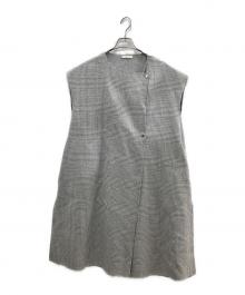 YORI（ヨリ）の古着「チェックロングジレ」｜グレー