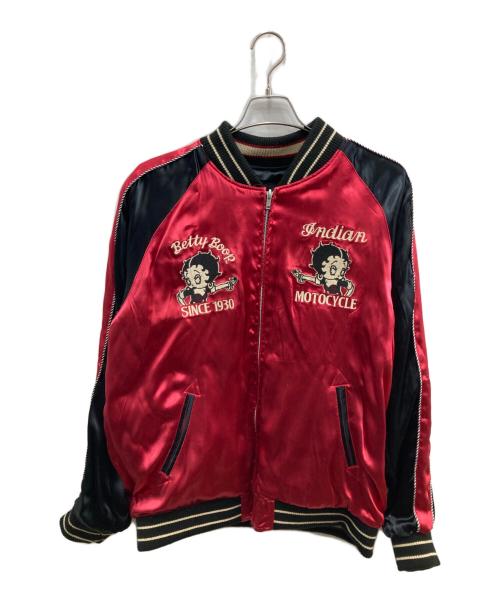 INDIAN MOTORCYCLE（インディアンモーターサイクル）INDIAN MOTORCYCLE (インディアンモーターサイクル) BETTY BOOP (ベティー・ブープ) スーベニアジャケット ブラック サイズ:XLの古着・服飾アイテム