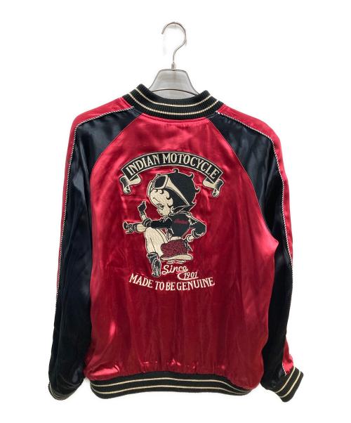 INDIAN MOTORCYCLE（インディアンモーターサイクル）INDIAN MOTORCYCLE (インディアンモーターサイクル) BETTY BOOP (ベティー・ブープ) スーベニアジャケット ブラック サイズ:XLの古着・服飾アイテム