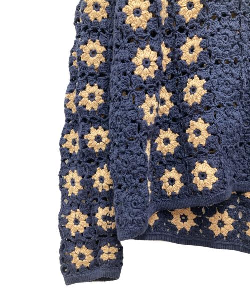 JOURNAL STANDARD relume（ジャーナルスタンダード レリューム）JOURNAL STANDARD relume (ジャーナルスタンダード レリューム) CALIFORNIA クロシェアミ ニットカーディガン ネイビー×ベージュ サイズ:Mの古着・服飾アイテム