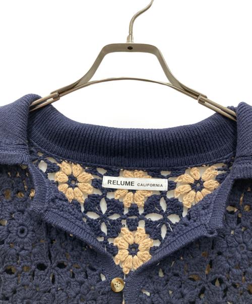 JOURNAL STANDARD relume（ジャーナルスタンダード レリューム）JOURNAL STANDARD relume (ジャーナルスタンダード レリューム) CALIFORNIA クロシェアミ ニットカーディガン ネイビー×ベージュ サイズ:Mの古着・服飾アイテム