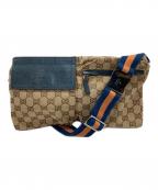 GUCCIグッチ）の古着「GGキャンバス ボディーバッグ」｜ベージュ×ネイビー