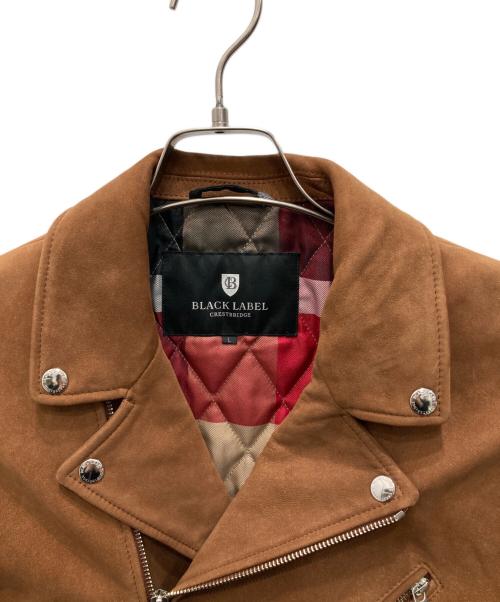 BLACK LABEL CRESTBRIDGE（ブラックレーベル クレストブリッジ）BLACK LABEL CRESTBRIDGE (ブラックレーベル クレストブリッジ) スウェードダブルライダースジャケット ブラウン サイズ:Lの古着・服飾アイテム