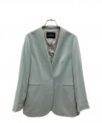 green label relaxingグリーンレーベルリラクシング）の古着「ノーラペル ロング ジャケット」｜ミントグリーン