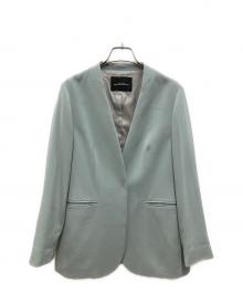 green label relaxing（グリーンレーベルリラクシング）の古着「ノーラペル ロング ジャケット」｜ミントグリーン