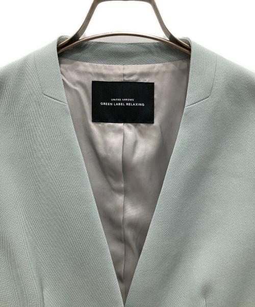 green label relaxing（グリーンレーベルリラクシング）green label relaxing (グリーンレーベルリラクシング) ノーラペル ロング ジャケット ミントグリーン サイズ:38の古着・服飾アイテム