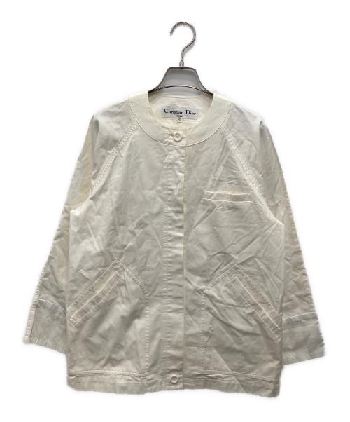 Christian Dior（クリスチャン ディオール）Christian Dior (クリスチャン ディオール) コットンノーカラージャケット ホワイト サイズ:Sの古着・服飾アイテム
