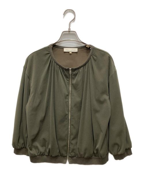 自由区（ジユウク）自由区 (ジユウク) ソフティーチュール ブルゾン オリーブ サイズ:38の古着・服飾アイテム