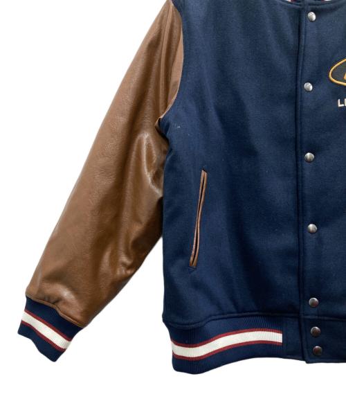 FLAGSTAFF（フラグスタッフ）FLAGSTAFF (フラグスタッフ) PEANUTS (ピーナッツ) スタジャン ネイビー×ブラウン サイズ:XLの古着・服飾アイテム