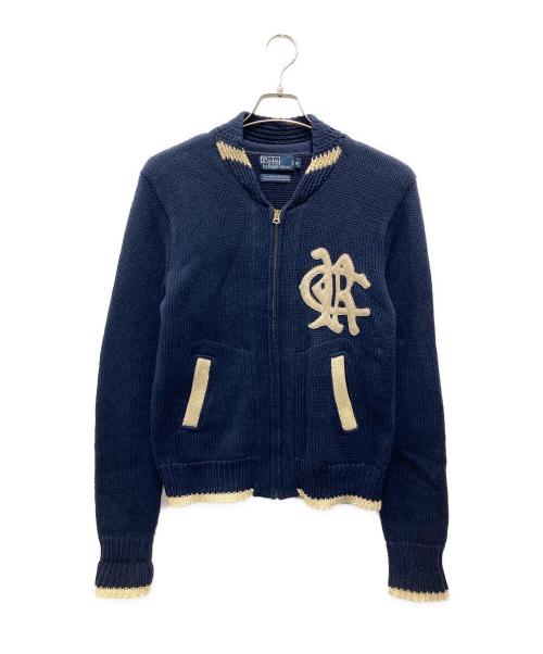 POLO RALPH LAUREN（ポロ・ラルフローレン）POLO RALPH LAUREN (ポロ・ラルフローレン) リネン混ニットジャケット ネイビー サイズ:Mの古着・服飾アイテム