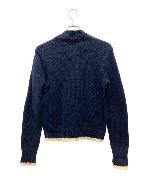 POLO RALPH LAUREN（ポロ・ラルフローレン）POLO RALPH LAUREN (ポロ・ラルフローレン) リネン混ニットジャケット ネイビー サイズ:Mの古着・服飾アイテム