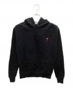 AMI Alexandre Mattiussiアミアレクサンドルマテュッシ）の古着「ハートロゴスモール刺繍プルオーバー パーカー」｜ブラック