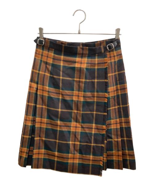 O'NEIL OF DUBLIN（オニールオブダブリン）O'NEIL OF DUBLIN (オニールオブダブリン) チェック柄ラップスカート ブラウン×グリーン サイズ:38の古着・服飾アイテム