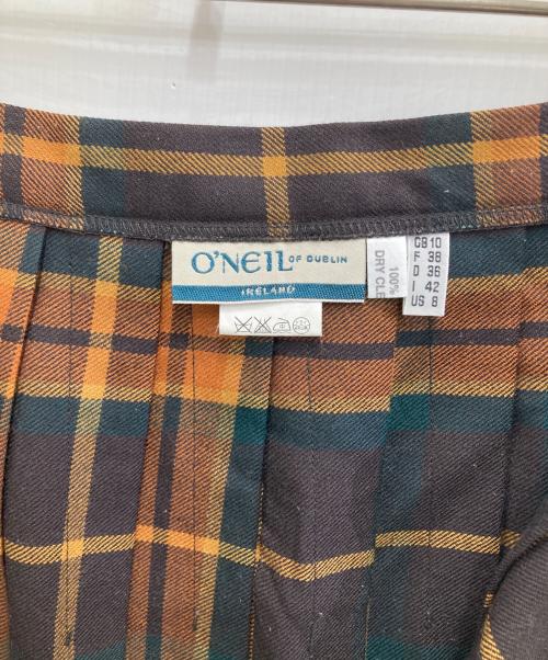 O'NEIL OF DUBLIN（オニールオブダブリン）O'NEIL OF DUBLIN (オニールオブダブリン) チェック柄ラップスカート ブラウン×グリーン サイズ:38の古着・服飾アイテム