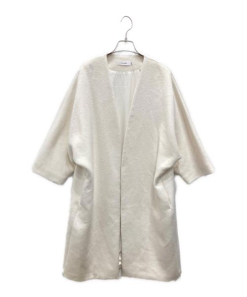 MERAKI（メラキ）meraki (メラキ) ウールコクーンロングコート ホワイト サイズ:Sの古着・服飾アイテム
