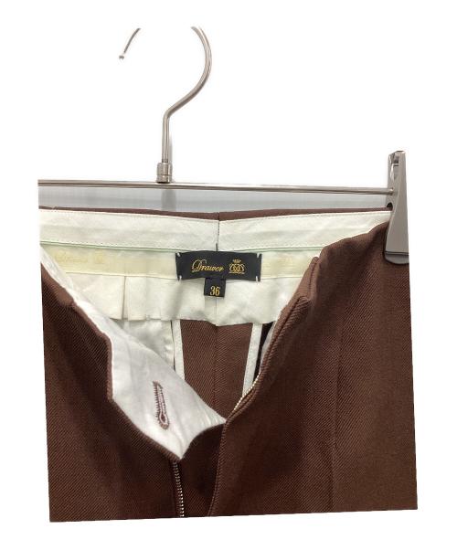 DRAWER（ドゥロワー）Drawer (ドゥロワー) センタープレスパンツ ブラウン サイズ:36の古着・服飾アイテム