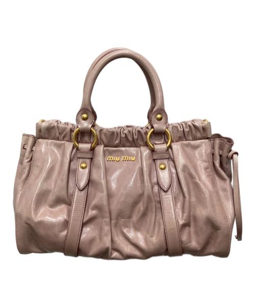 MIU MIU（ミュウミュウ）MIU MIU (ミュウミュウ) VITELLO LUX 2WAYバッグ MUGHETTO(ライトピンク)の古着・服飾アイテム