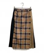 O'NEIL OF DUBLINオニールオブダブリン）の古着「別注チェックキルトロングスカート」｜ベージュ