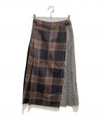 O'NEIL OF DUBLINオニールオブダブリン）の古着「別注チェックキルトロングスカート」｜ブラウン×ブラック