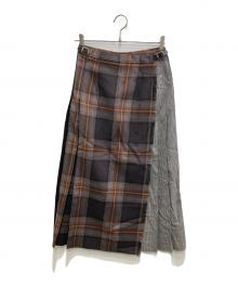 O'NEIL OF DUBLIN（オニールオブダブリン）の古着「別注チェックキルトロングスカート」｜ブラウン×ブラック