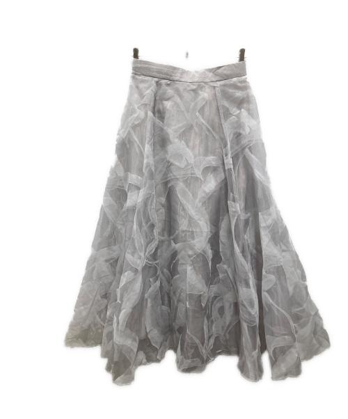 Mystrada（マイストラーダ）Mystrada (マイストラーダ) ベールフロッキースカート ホワイト サイズ:38の古着・服飾アイテム