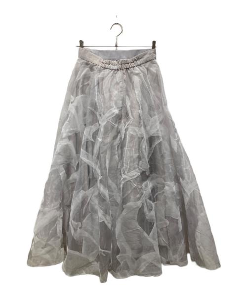 Mystrada（マイストラーダ）Mystrada (マイストラーダ) ベールフロッキースカート ホワイト サイズ:38の古着・服飾アイテム