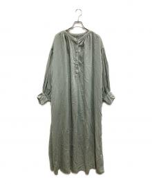 Healthy DENIM（ヘルシーデニム）の古着「ボリュームマキシワンピースBroom」｜グリーン