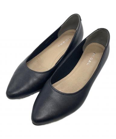 未使用級☆ REGAL ビッグ バックル レザー フラット パンプス 黒 23 中古・古着通販】REGAL (リーガル) レザーフラットパンプス ブラック