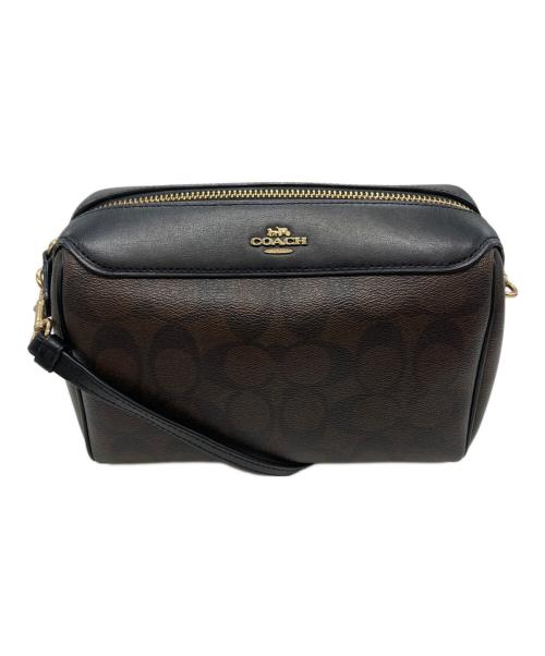 COACH（コーチ）COACH (コーチ) シグネチャーショルダーバッグ ブラウン×ブラックの古着・服飾アイテム