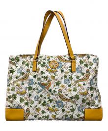 TORY BURCH（トリーバーチ）の古着「BLAKE PRINTED TOTE/ブレイク プリンテッド トート」｜ホワイト×グリーン